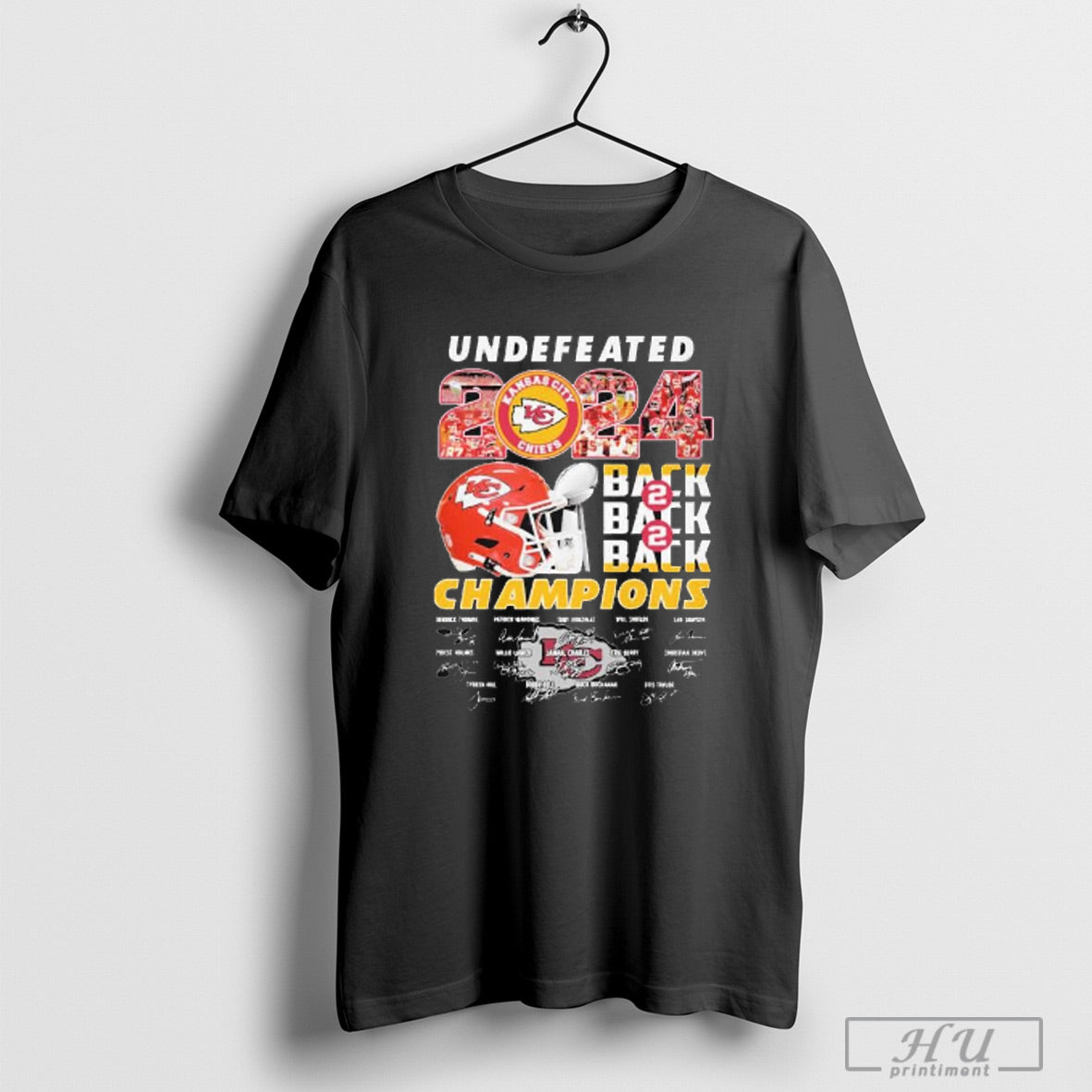 Trendy Kansas City Chiefs Undefeated Back 2 Back 2 Back Champions Super Bowl Lix February 8 2025 Helmet Signatures T Shirts