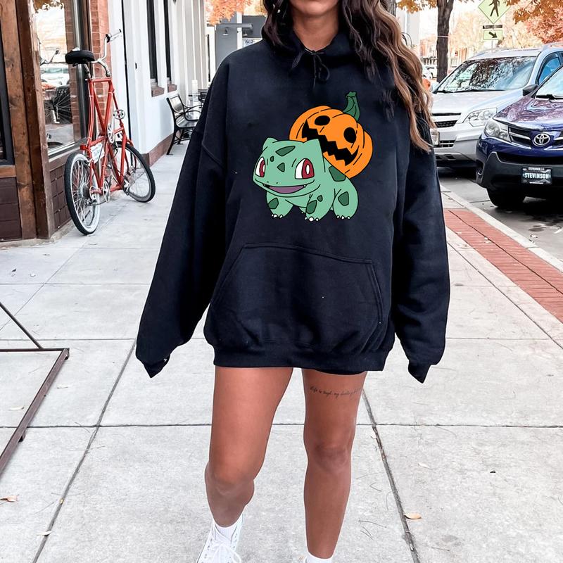 Bulbasaur Pumpkin Sweatshirt, Bulbasaur Sweatshirt, Pokemon Pumpkin Sweatshirt, Halloween Sweatshirt, Pumpkin Monster Sweatshirt, Gengar Japan Anime S