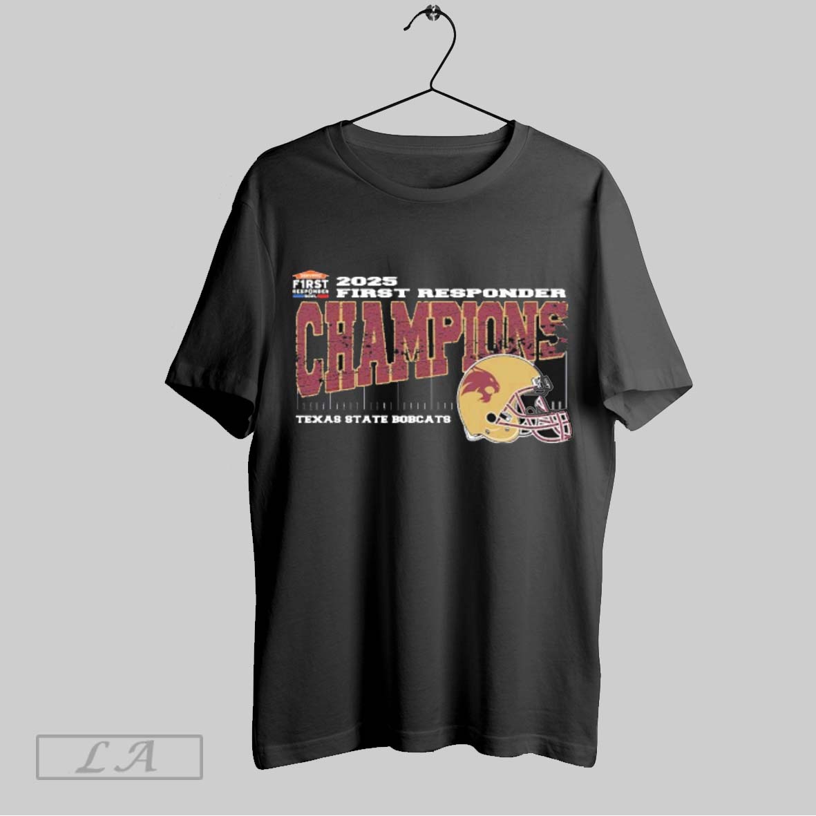 Texas State Bobcats 2025 Servpro First Responder Bowl Champions Vintage Style With Helmet College Football Bowl Game T Shirts