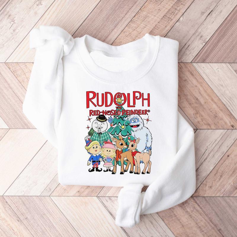 Rudolph The Red Nosed Reindeer Christmas Sweatshirt - Funny Holiday Shirt for Men and Women - Fabric, Cotton
