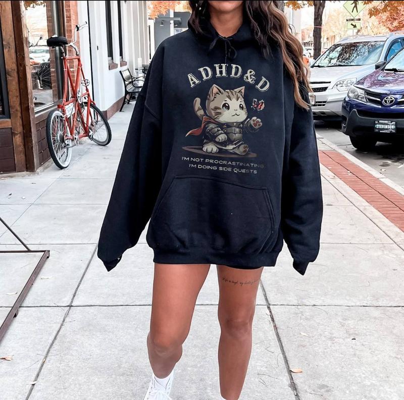 ADHD&D Shirt, Dungeons and Dragons ADHD Shirt, Cat DnD Shirt, Dungeons and Dragons Sweatshirt,Dragon Unisex Tee,Game Masters,Gamer D&D Sweatshirt