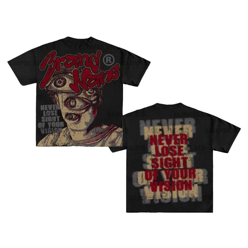 Y2K Graphic Never Lose Your Vision Personalize Printed Tshirt Casual Cotton Crewneck Menswear Classic Soft