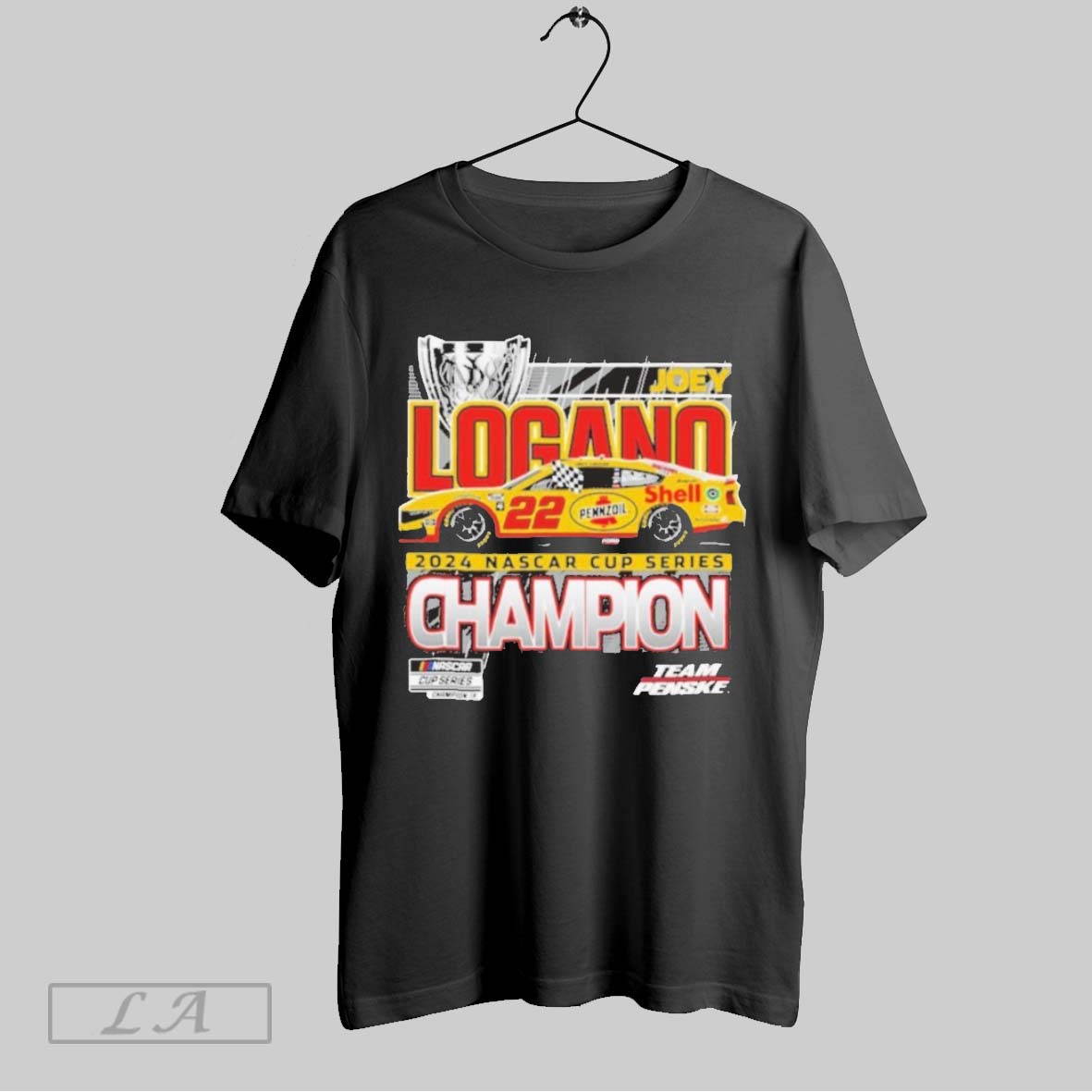 Top Mens Team Penske Black Joey Logano 2024 Nascar Cup Series Champion T Shirt