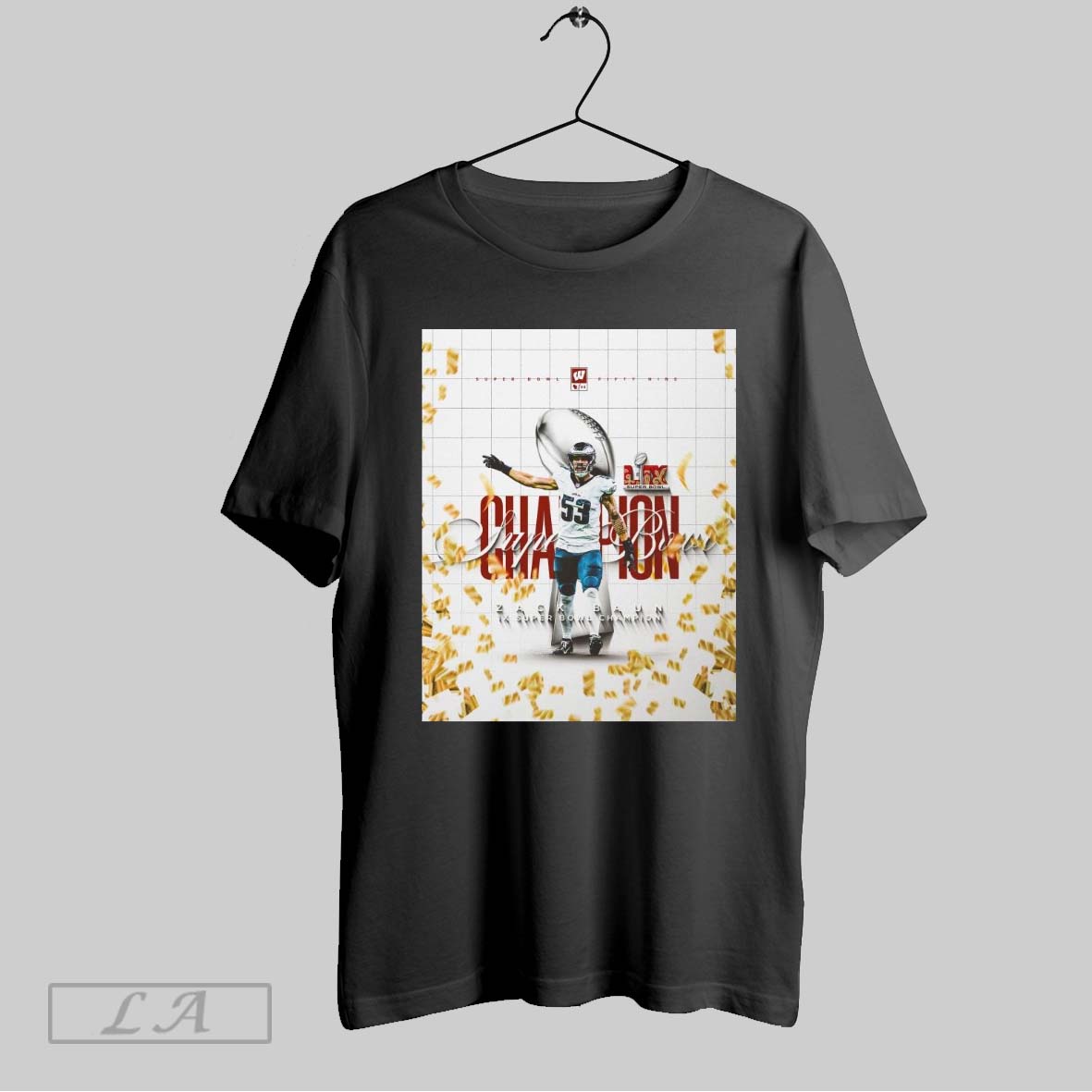 Top Wisconsin Football Zack Baun 1x Super Bowl Lix Champions Eagles Win Chiefs Feb 9 2025 Poster Unisex Sweatshirt T Shirt