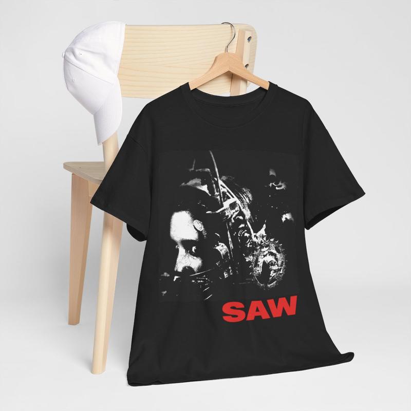 Saw Reverse Bear Trap movie Tee, Saw H0rr0r Movie Menswear Cotton Tshirt Streetwear