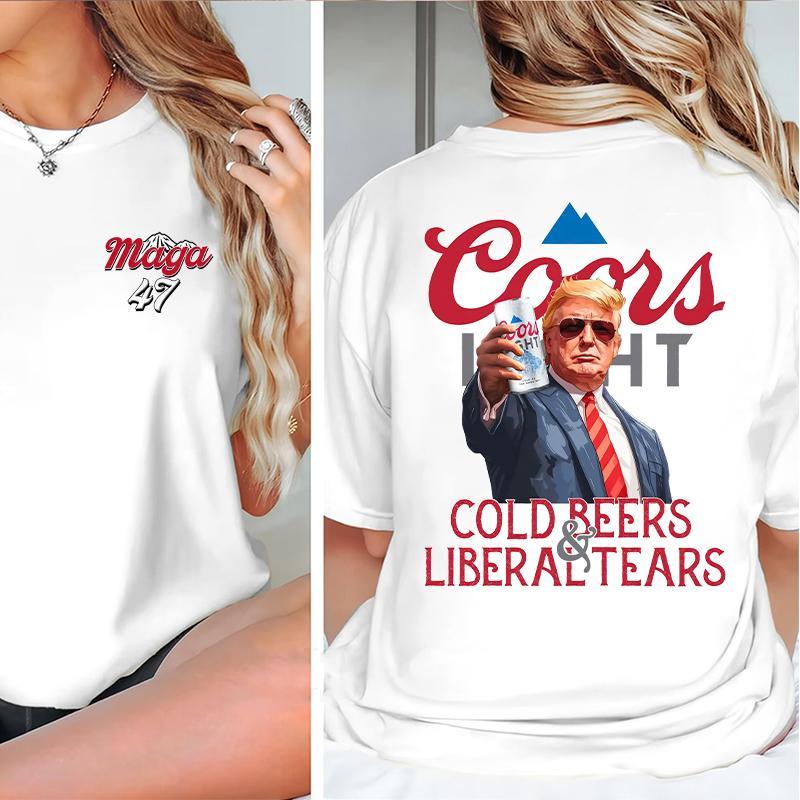 Coors Light, Funny Trump Coors Light 2 Sided T-shirt, Christmas T-shirt with beer, Perfect for outings and holidays, Unisex for Men and For Women