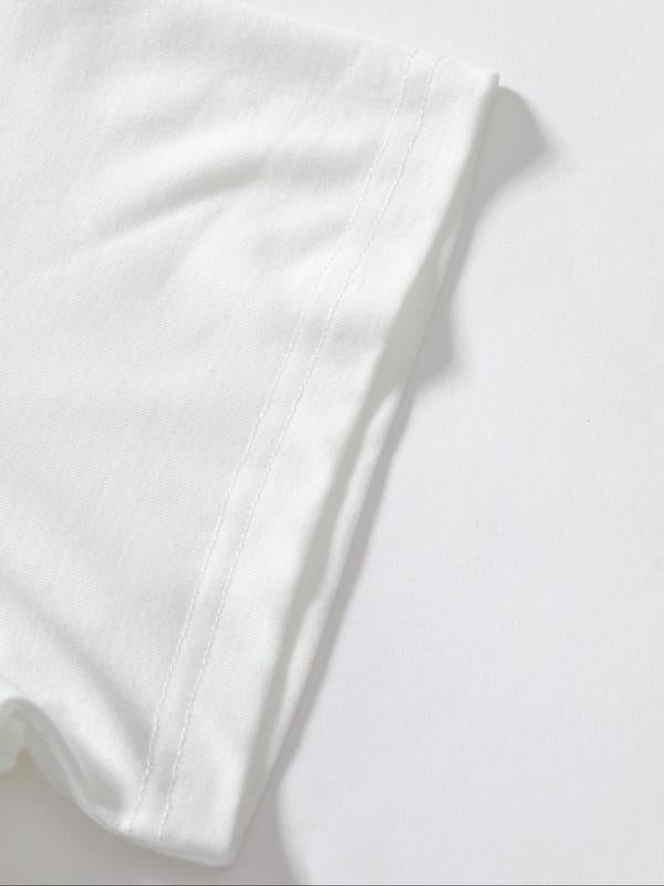 Women's Cartoon Bear Graphic Print Round Neck Tee, Fashion Casual Short Sleeve T-Shirt for Summer, Graphic Tees,Â Women's Top for Daily Wear