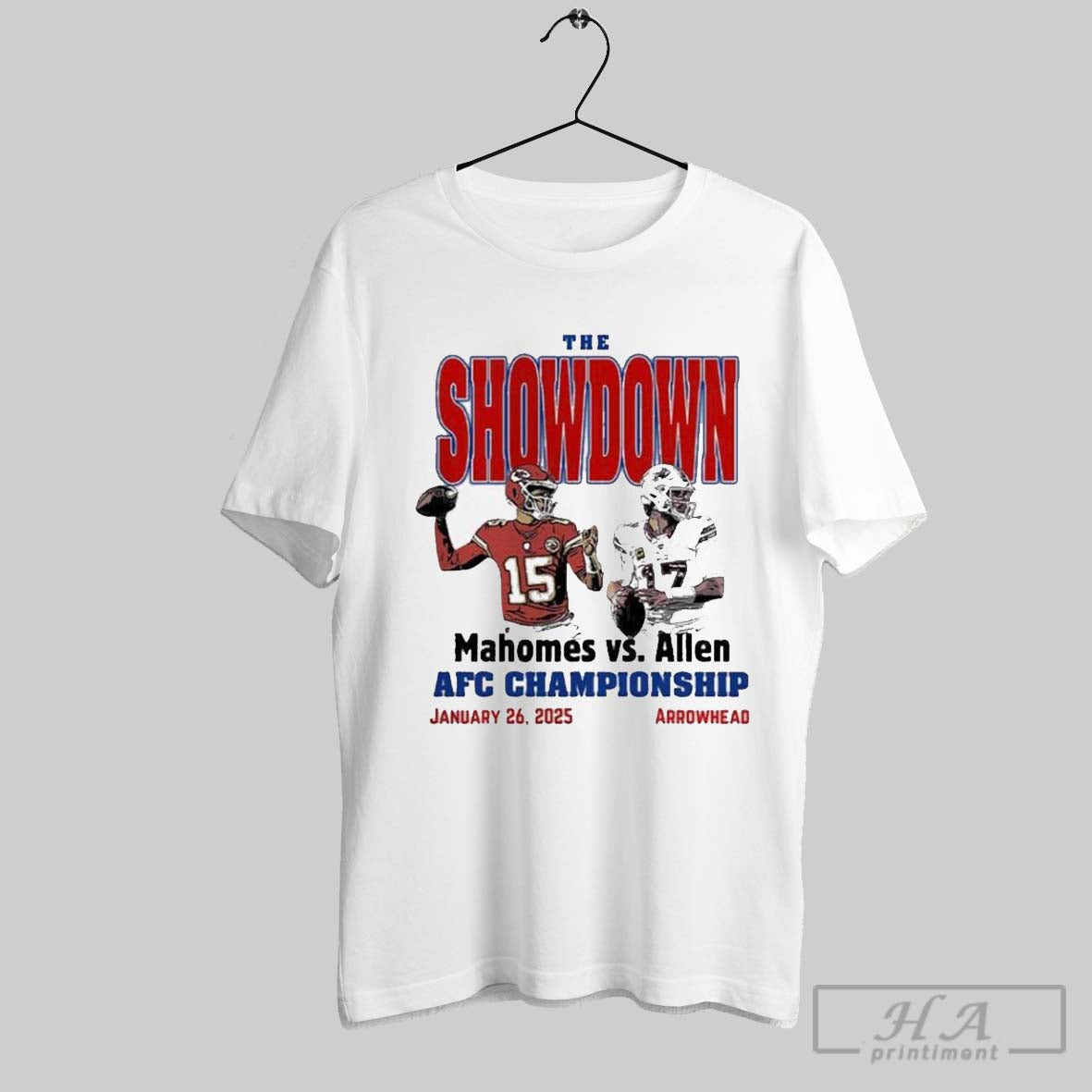 The Showdown Allen Vs Mahomes Rivalry 2024 2025 Afc Championship Buffalo Bills Vs Kansas City Chiefs On Jan 26 2025 Unisex T Shirt