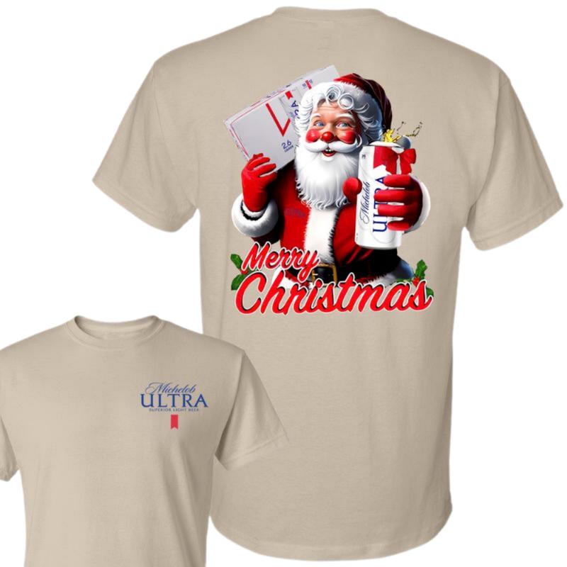 Ultra, Michelob Ultra Christmas 2 Sided T-shirt, Christmas T-shirt with beer, Perfect for outings and holidays, Unisex for Men and For Women