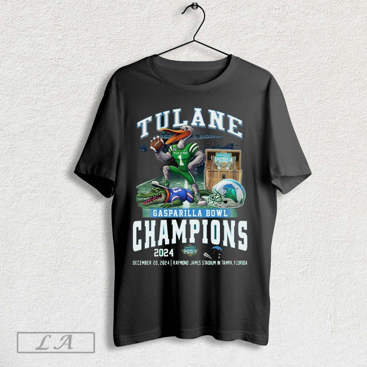 Tulane Green Wave Gasparilla Bowl Champions 2024 Waving T Shirt