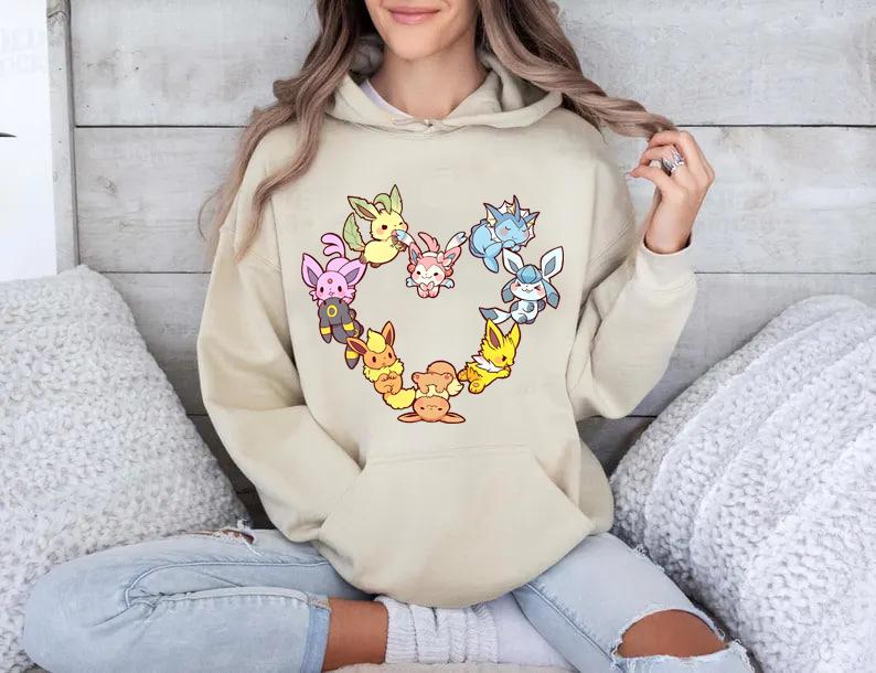 Eevee Evolution Sweatshirt, Slyveon, umbreon, Espeon, Flareon Anime, Vintage Anime Sweater, Anime lover gift, Anime merch, Anime Lover Sweatshirt, Hoo