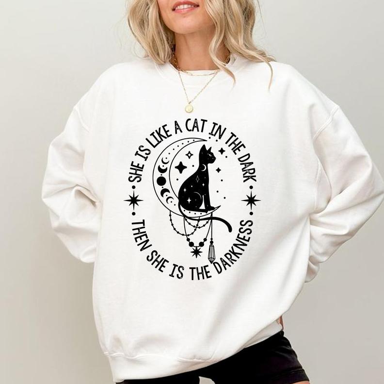 Retro Stevie Music Sweatshirt, Nicks Fans Tee Shirt, She Is Like A Cat In The Dark Shirt, Stevie Lovers Shirt, Cat Lover Shirt, Music Fans Shirt