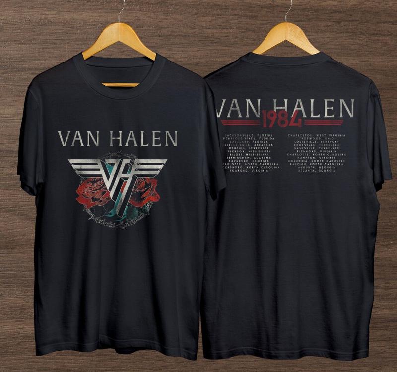 Vintage 1984 Van Halen Barbed Wire & Roses Tour Music Concert T-Shirt S-5XL, Van Halen Band Concert Shirt, tour Shirt, Band Tour Tee, concert tour mus