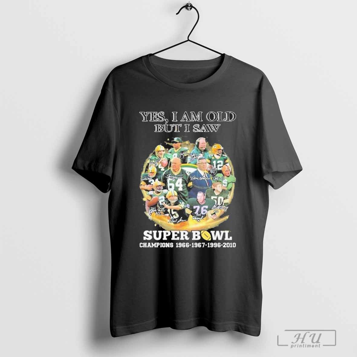 Yes I Am Old But I Saw Green Bay Packers Super Bowl Champions Signatures 2024 T-Shirt