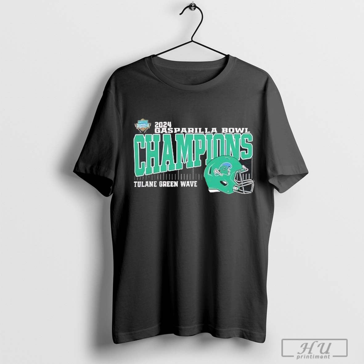 Tulane Green Wave Helmet Gasparilla Bowl Champions 2024  Shirt