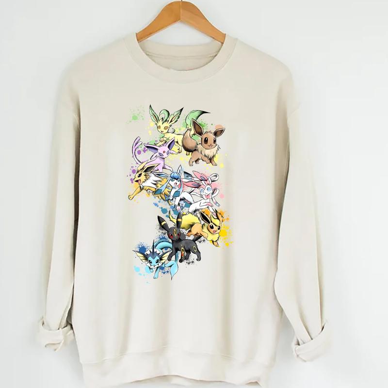 Eevee Evolutions Sweatshirt T-Shirt Hoodie, Eevee Eeveelution, Eevee Pokemon Shirt, Slyveon, umbreon, Espeon, Flareon, Vintage Anime, Eevee Shirt