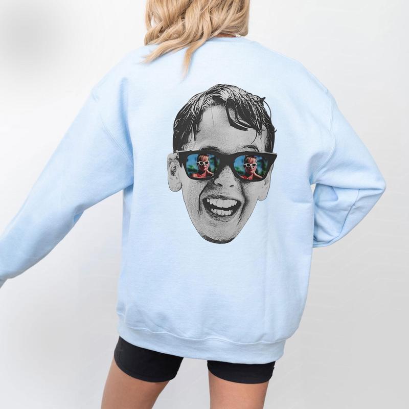 2sides_The Sandlot Face with Baseball Crewneck Sweatshirt,  Baseball Crewneck Sweatshirt, Classic Movie Tshirt, Funny Movies Sweatshirt, Baseball Game