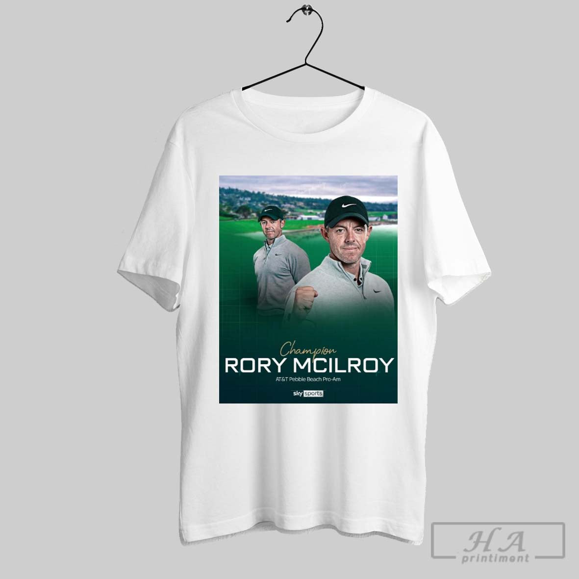 Poster Champion Rory Mcilroy Wins The Att Pebble Beach Pro Am Sky Sports Golf T Shirt