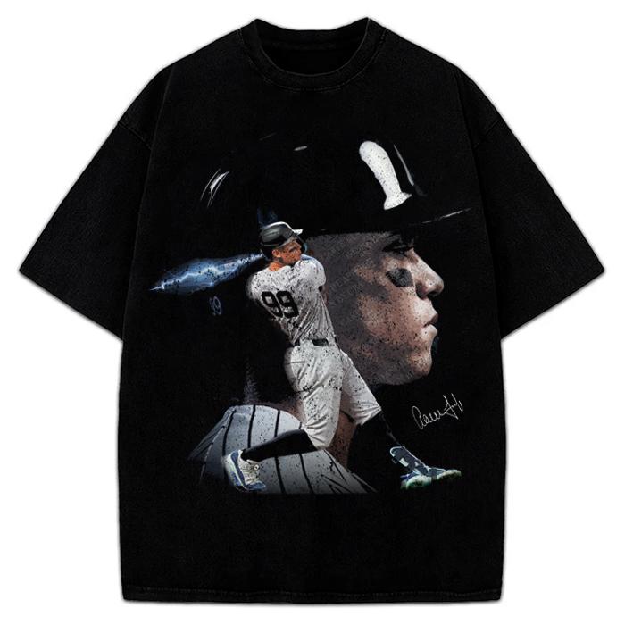 Aaron Judge New York Custom Comic Style Baseball Custom Graphic T-Shirt Crewneck Cotton Menswear Top