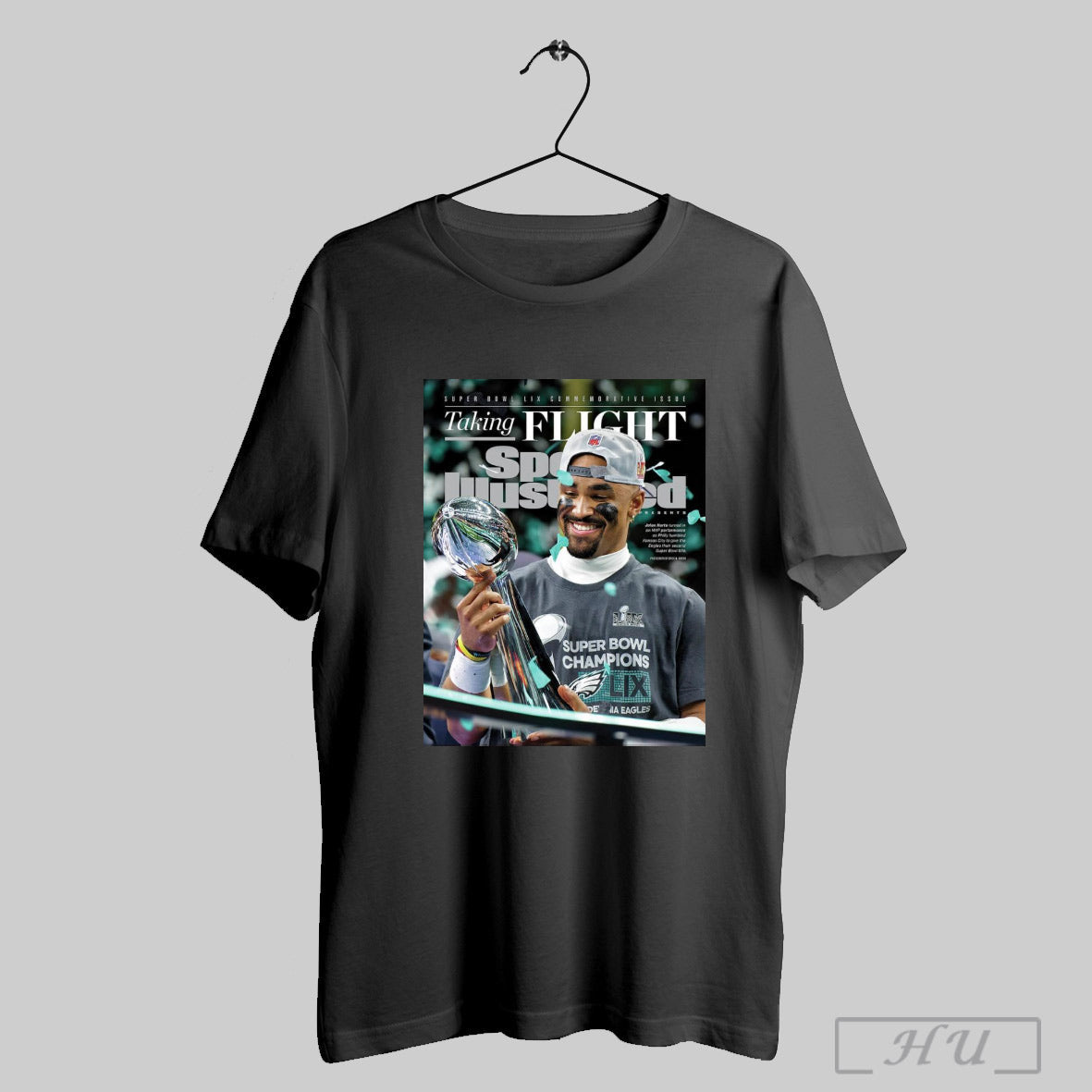 Trendy Philadelphia Eagles Super Bowl Lix Championship Cover Featuring Jalen Hurts Sports Illustrated Shirt