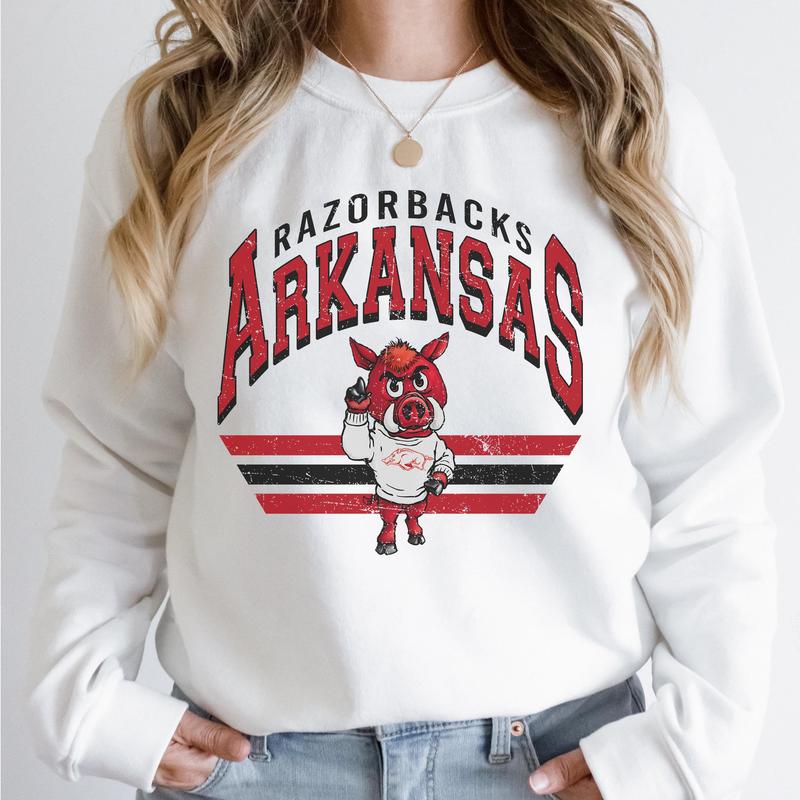 34. Arkansas Razorbacks Vintage NCAA Sweatshirt for Sports Fans, University Team Gear, Classic Football Apparel Gift