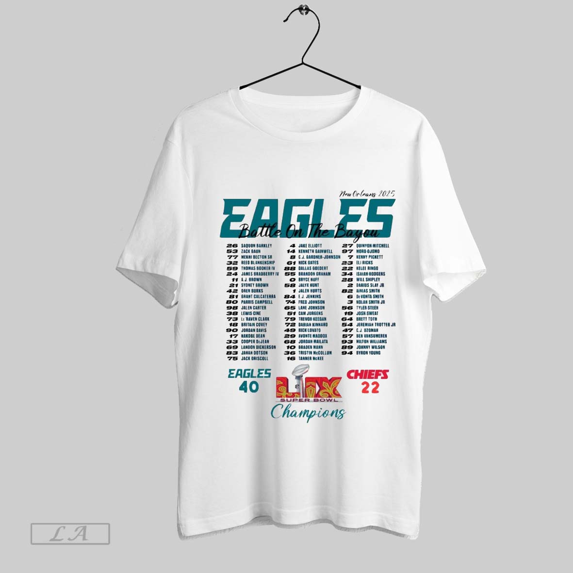 Top Philadelphia Eagles Win Kansas City Chiefs Battle On The Bayou Roster New Orleans 2025 Eagles 40 22 Chiefs Score Super Bowl Lix Champions Unisex S