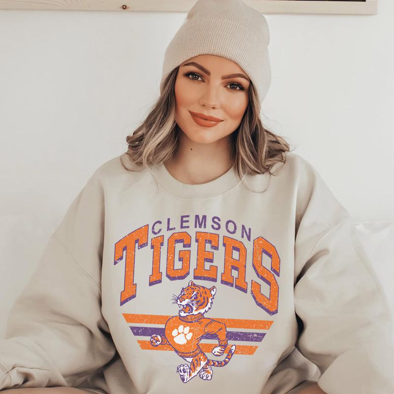 41. Clemson Tigers Vintage NCAA Football Sweatshirt, Sports Team Apparel, Classic Hoodie for Fans and Enthusiasts