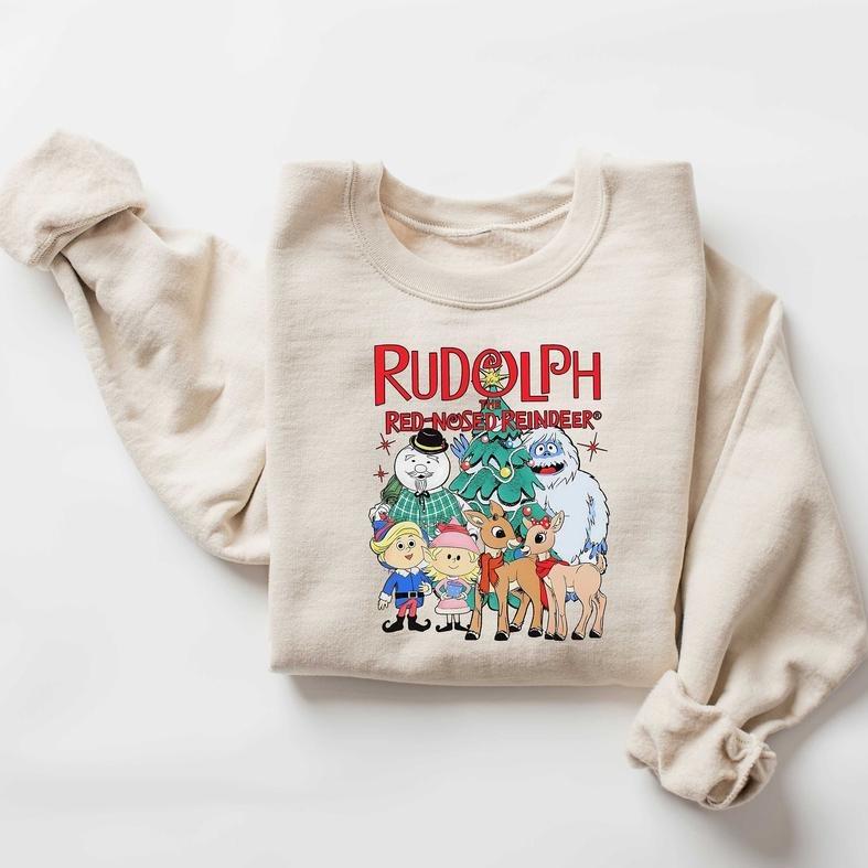 Rudolph The Red Nosed Reindeer Christmas Sweatshirt - Funny Holiday Shirt for Men and Women - Fabric, Cotton
