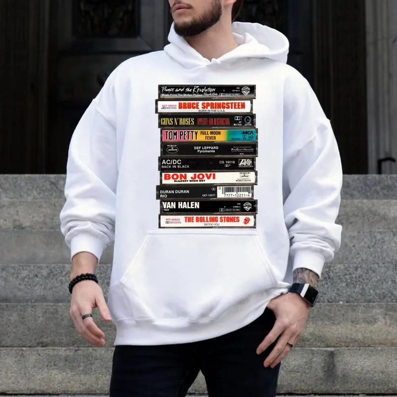 Rock Cassettes Tape Tshirt Sweatshirt Hoodie, Rock Bands Shirt, 80s Rock And Roll, 80's Rock Cassette, Music Lover Gift, Unisex Sweater Pullover Tee