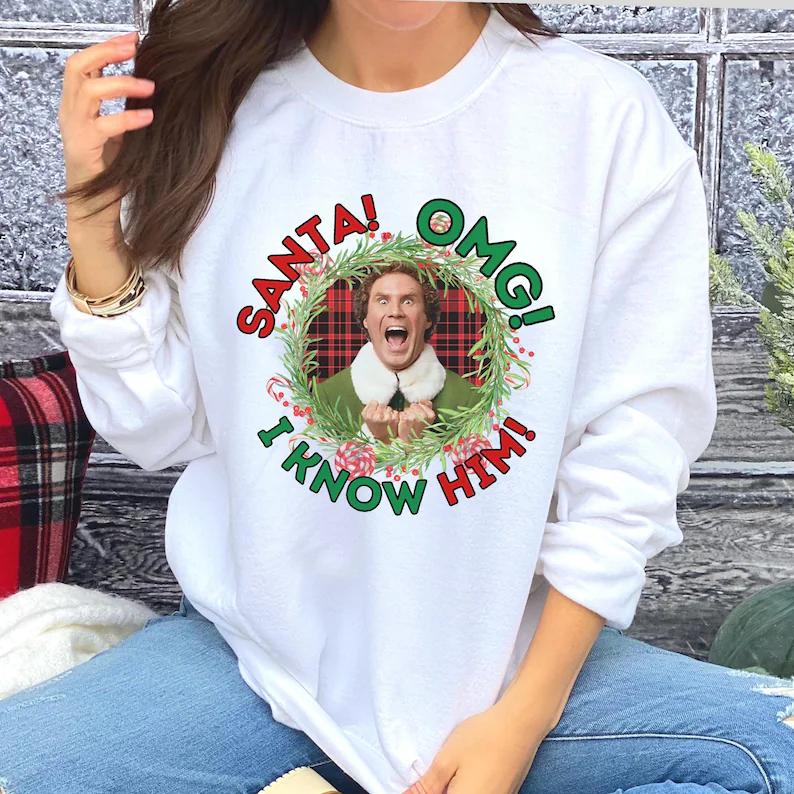Funny Elf Quote Ugly Christmas Sweater, Buddy Christmas Sweatshirt, Elf Quote Ugly Sweater, Christmas Movie Sweaters Classic Fabric