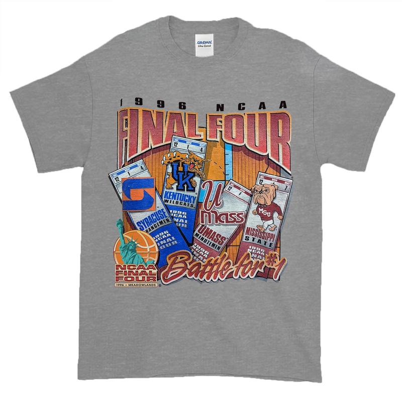 1996 NCAA Final Four SYRACUSE, KENTUCKY WILDCATS, UMASS, MISSISSIPPI STATE Champions T-shirt, Battle for #1 T-shirt Cotton