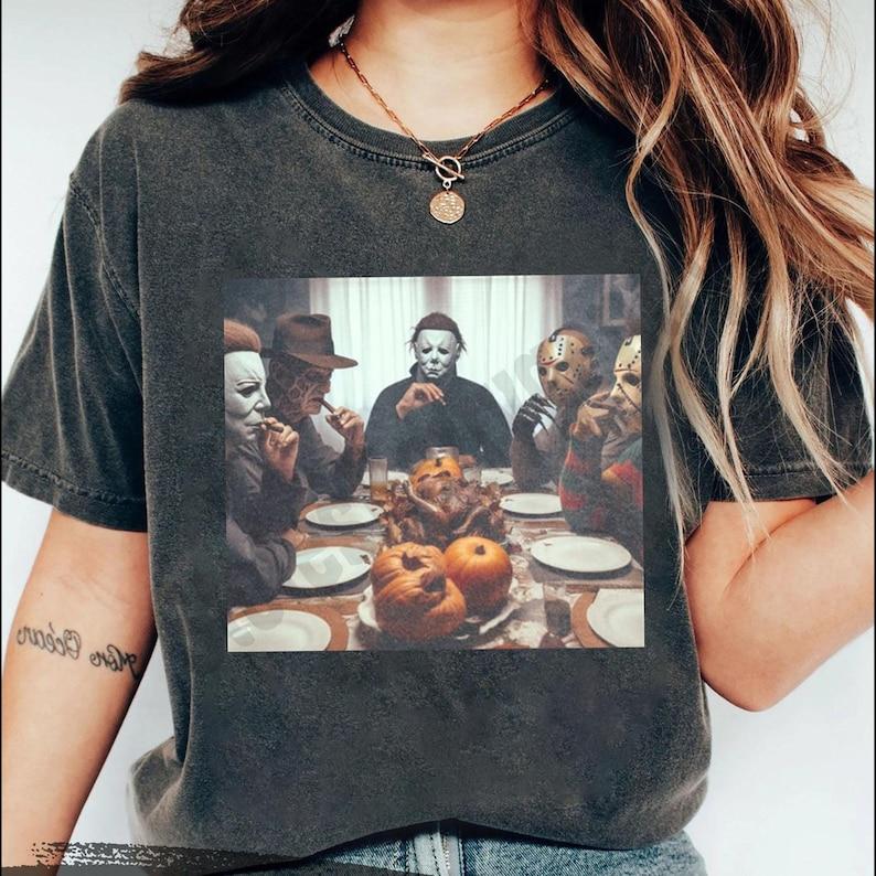 Michael Myers Halloween Heart Hands Retro Horror Movie Shirt, Vintage Characters Friends Tee, Mystery Machine Halloween Shirt, Spooky Vibes