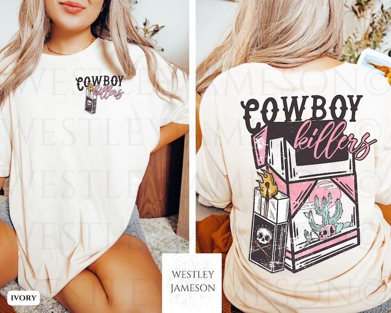 Vintage Inspired Shirt, Cowboy Killers, Western Tee, Cowboy Skull Tee, Western Graphic  T-shirt, sweater and Hoodie 2 sides