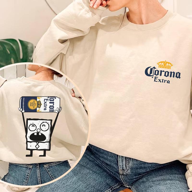 Corona Extra Drink Shirt, Doodlebob Character Movie Tshirt, Beer, Drinking Lover, Funny Shirt
