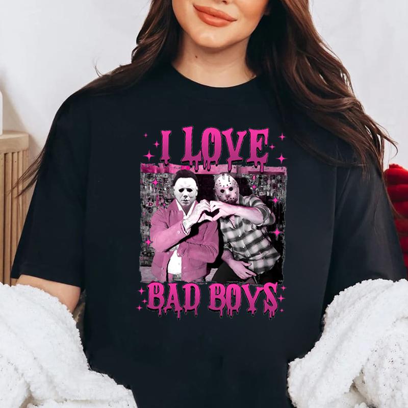 Horror Movie Shirt, I Love Bad Boys Shirt, Horror Shirt, Halloween Horror Shirt, Halloween Character Friends Shirt Design