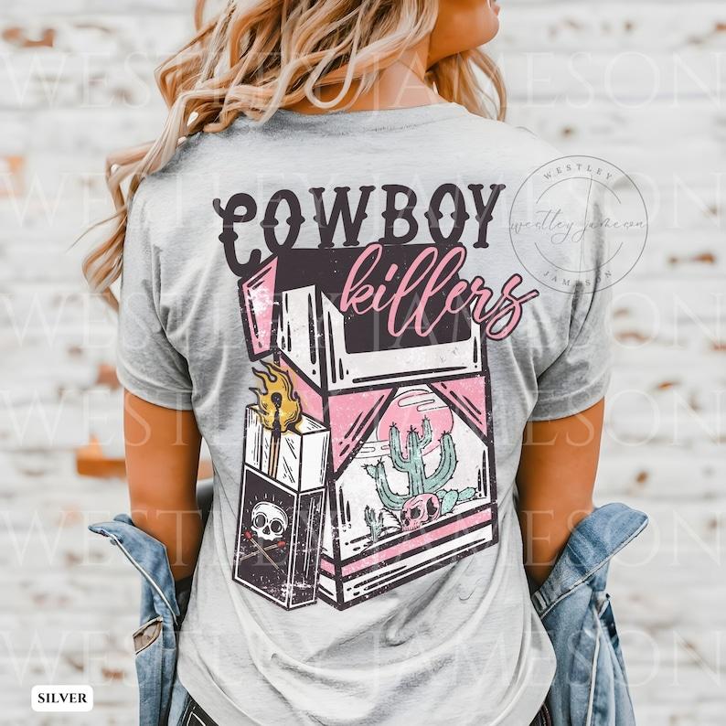 Vintage Inspired Shirt, Cowboy Killers, Western Tee, Cowboy Skull Tee, Western Graphic Tee, Cowgirl  T-shirt, sweater and Hoodie 2 sides