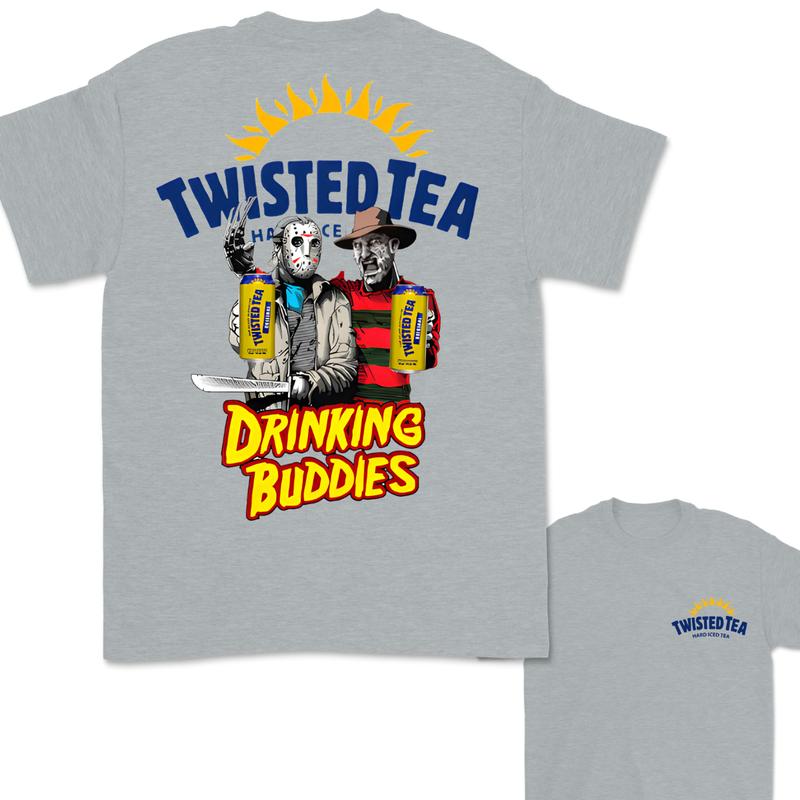 Halloween T-Shirt, Horror Character Drink Buddies Twisted Tee T-Shirt, Drink Buddies Horror Sublimation T-Shirt, Halloween T-Shirt For Women, For Men