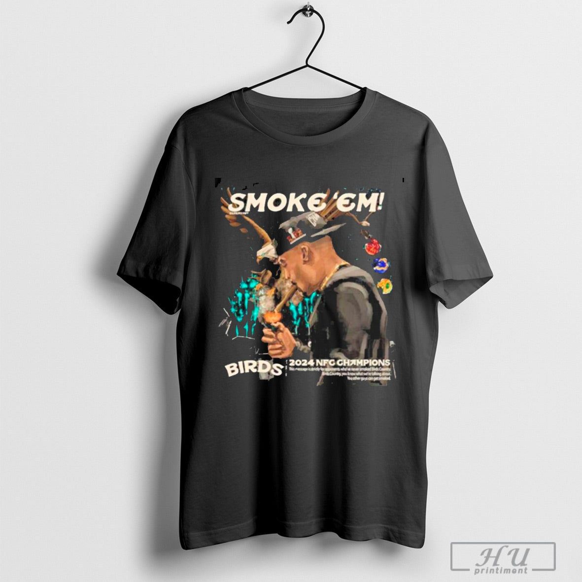 Trendy Philadelphia Eagles Smoke Em Birds 2024 Nfc Champions T Shirt