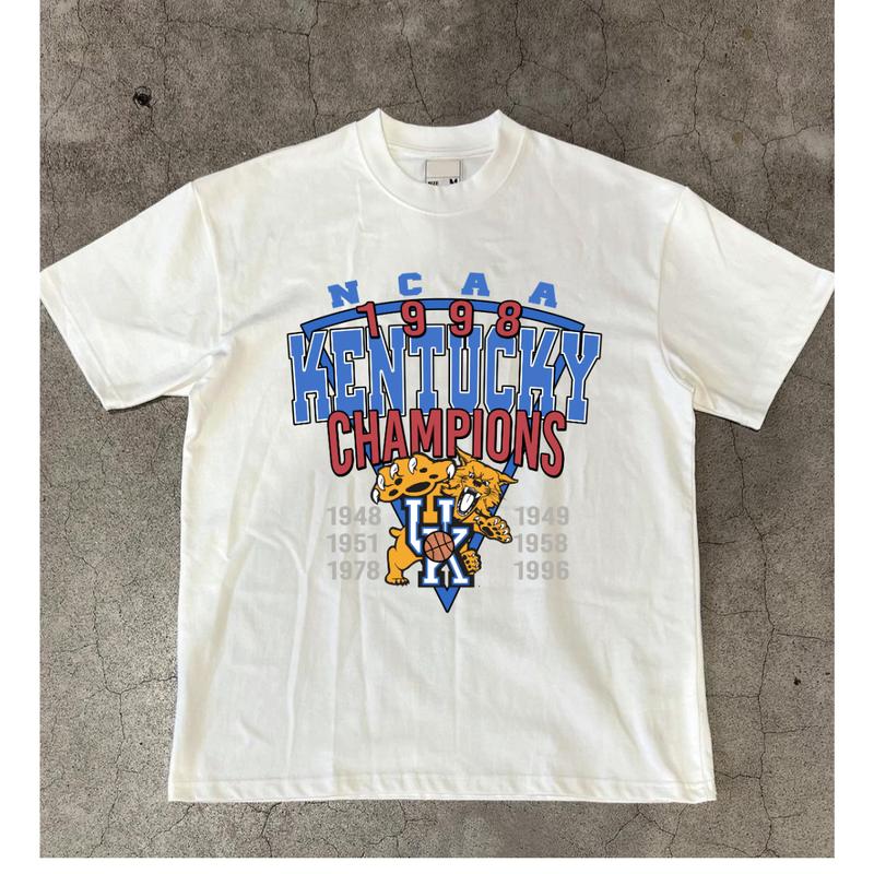 Vintage NCAA 1998 Champions Sport Team Kentucky T-Shirt Top Unisex Cotton Menswear Retro Sport football fan Tshirt Streetwear