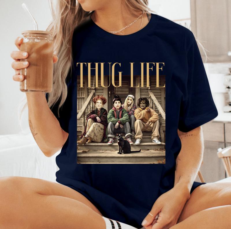Thug Life Bad Witches Design T-Shirt, Retro Witches Movie T-Shirt, Retro Halloween Character T-Shirt  Cotton Unisex