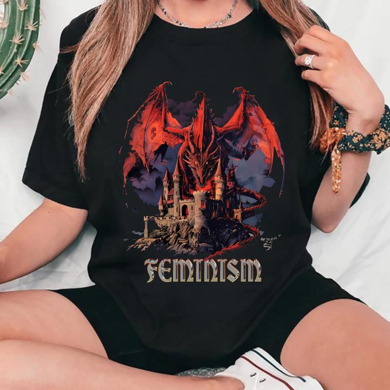 Vintage 90s Feminism Dragon Fantasy T-Shirt, Funny Gag Meme Shirt, Graphic Tee, Perfect Gag Gift for Friends, Unisex Wearable Humor