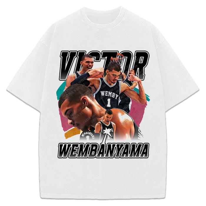 Victor Wembanyama Wemby Space Monstar Jam 90's Vintage Style Retro Custom Graphic Design T-Shirt Crewneck Cotton Menswear Top