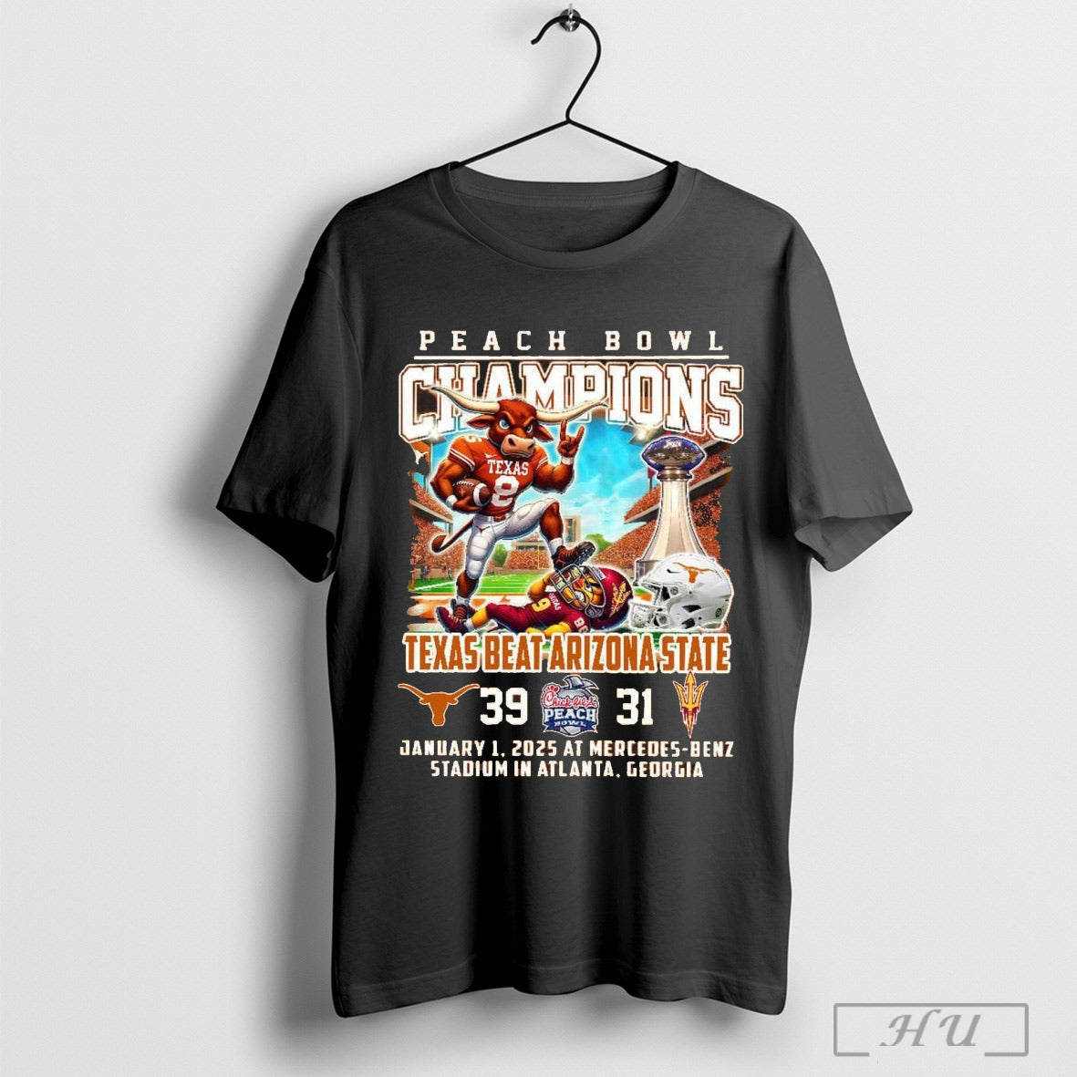 Texas Longhorns Beat Arizona State 2025 Peach Bowl Champions T Shirt
