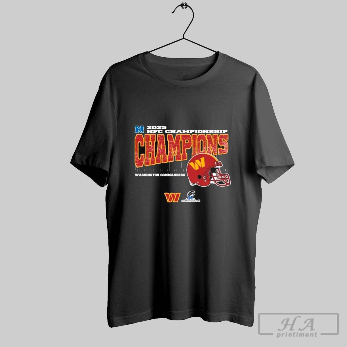 Washington Commanders 2025 Nfc Championship Conference Champions Vintage Style With Helmet T Shirts