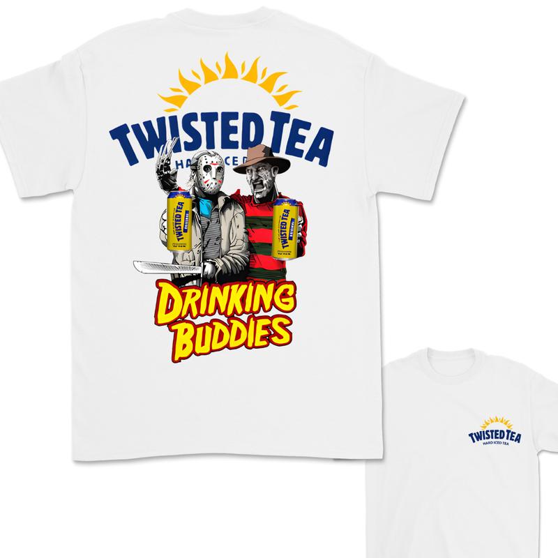 Halloween T-Shirt, Horror Character Drink Buddies Twisted Tee T-Shirt, Drink Buddies Horror Sublimation T-Shirt, Halloween T-Shirt For Women, For Men