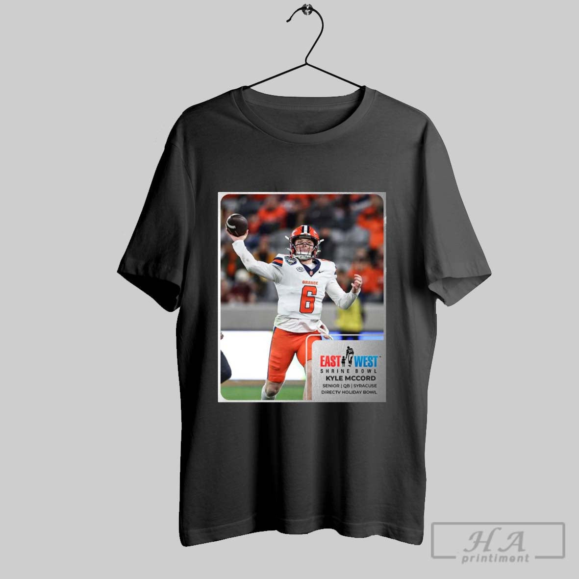 Official Kyle Mccord Syracuse Orange East West Shrine Bowl Senior Qb Directv Holiday Bowl Poster T Shirt