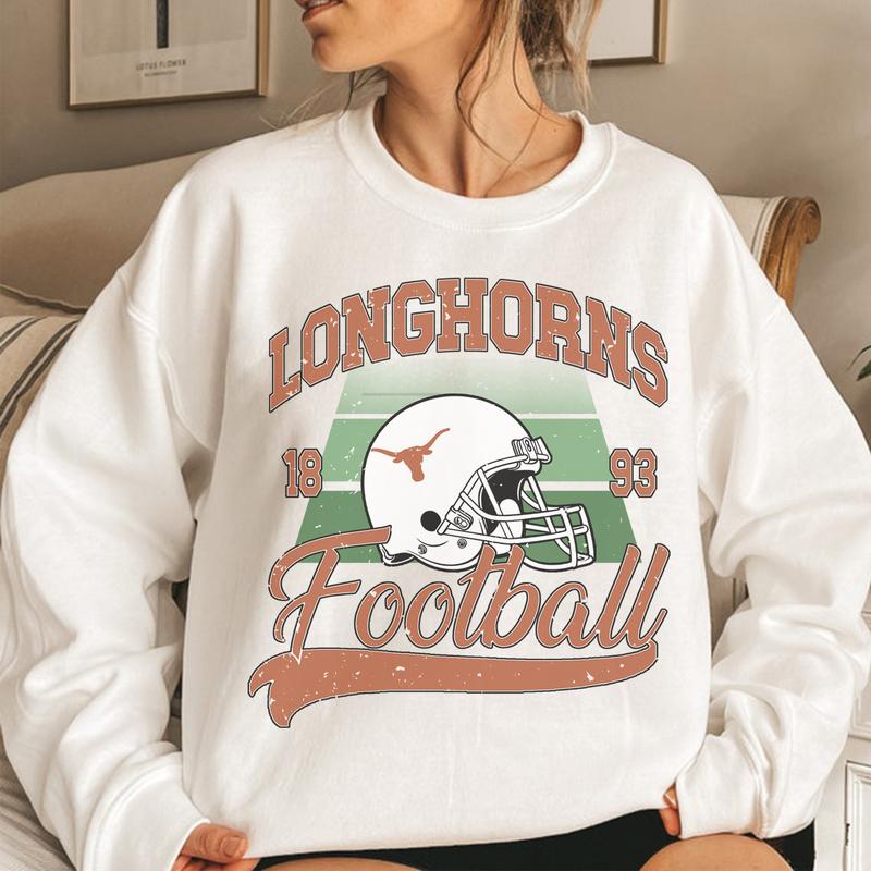 1. Texas Longhorns Vintage NCAA Sweatshirt, University of Texas Football Sweatshirt, Classic Sportswear Gifts for Fans, Men & Women