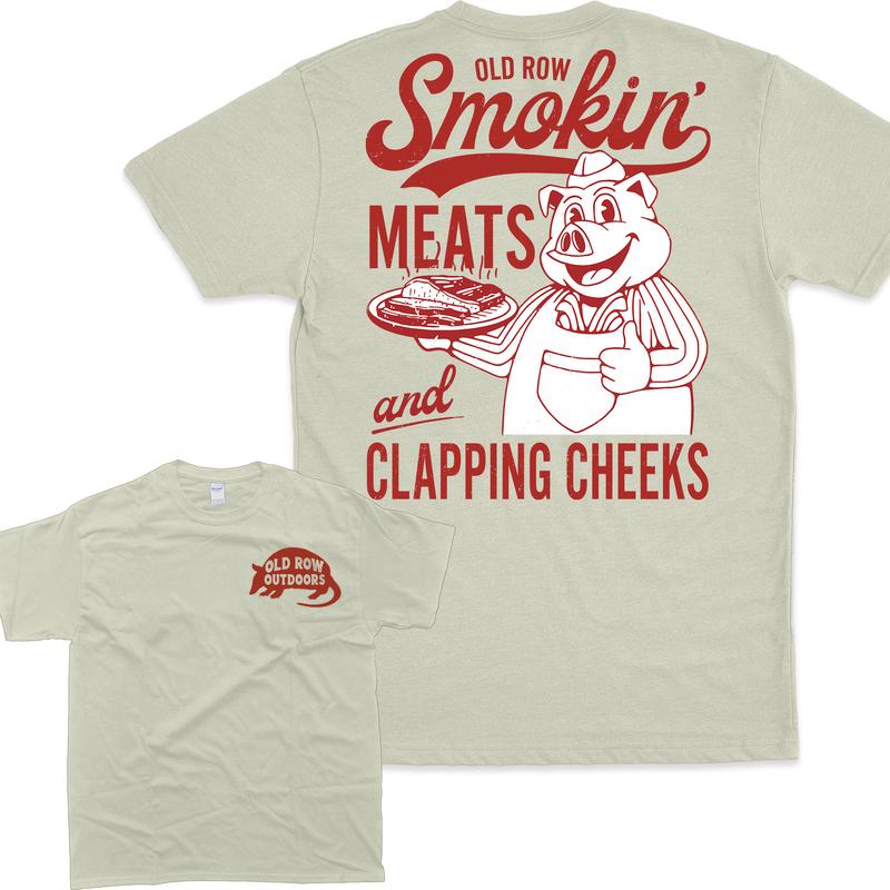 [Sale Up To 60%] Old Row The Smokin' Meats and Clapping Cheeks Graphic Tee, Graphic T-Shirt, Vintage Style, Retro Outfit, For Men, For Women