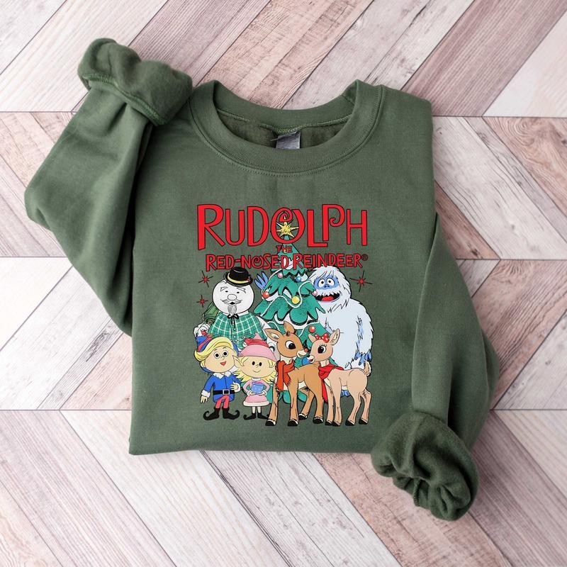 Rudolph The Red Nosed Reindeer Christmas Sweatshirt - Funny Holiday Shirt for Men and Women - Fabric, Cotton