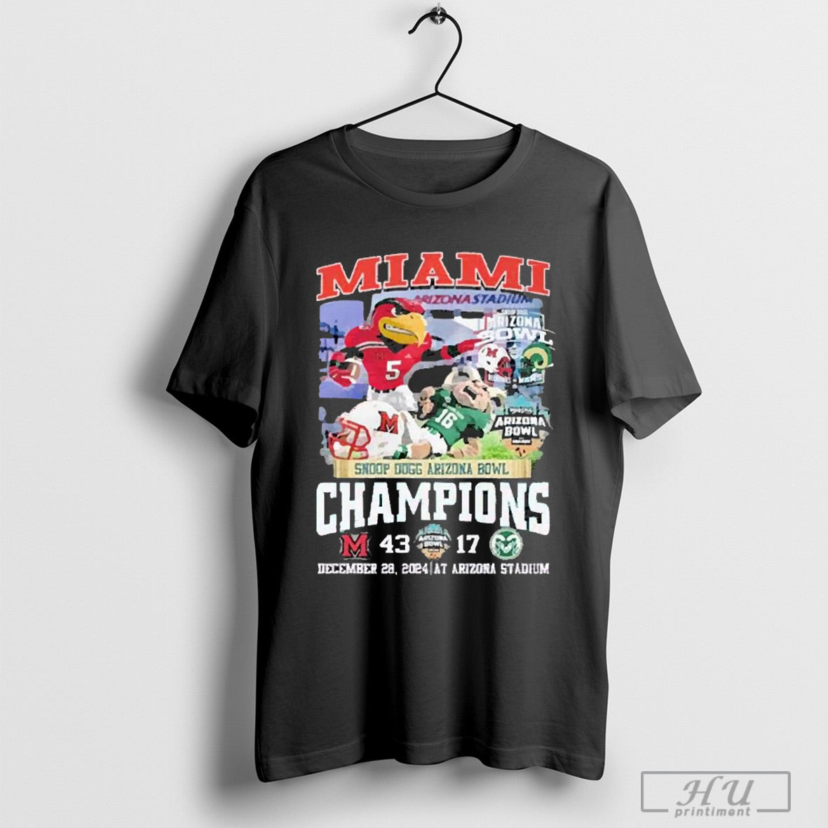 Trendy Miami Seahawks Vs Colorado State Rams Snoop Dogg Arizona Bowl Champions 2025 Mascot T Shirts